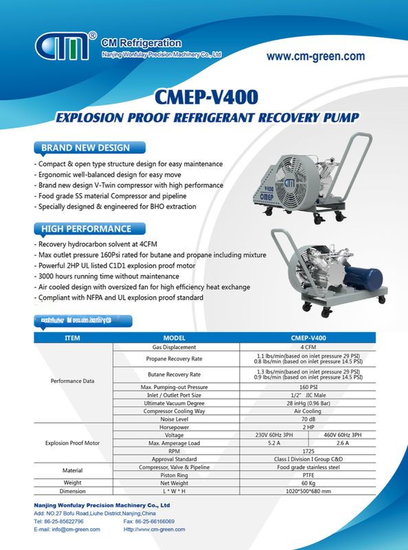 230V 50Hz 3PH Butane Recovery Pump For Food And Beverage Factory