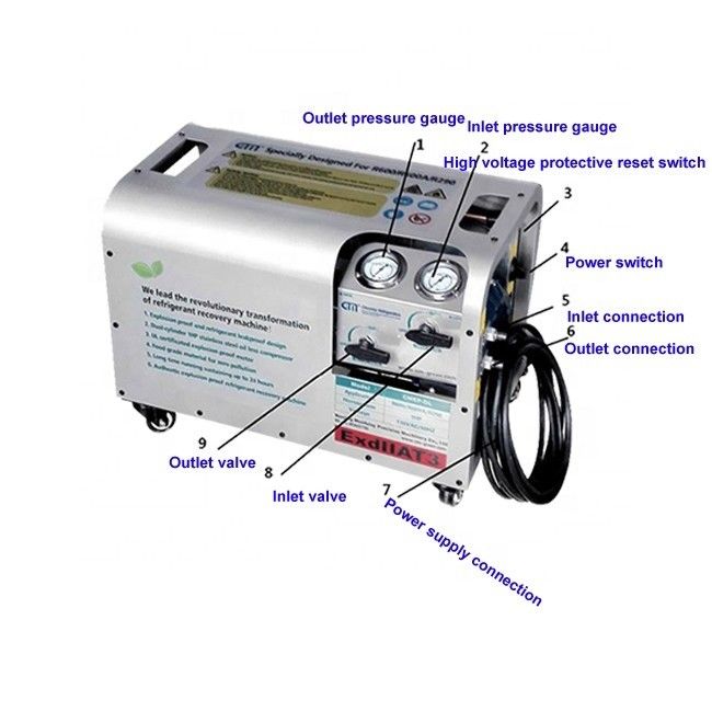 R290 explosion proof refrigerant recovery pump ac recharge machine 1HP ATEX R600 recovery charging machine